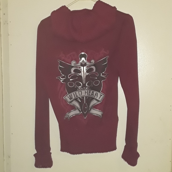 Burgundy Hooded Zip-up Jacket - Picture 2 of 4